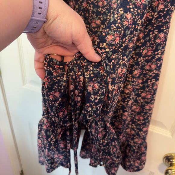 Free People All My Love Wrap Slip Floral Ruffle Mini Dress Size XS Boho Summer - Picture 4 of 6